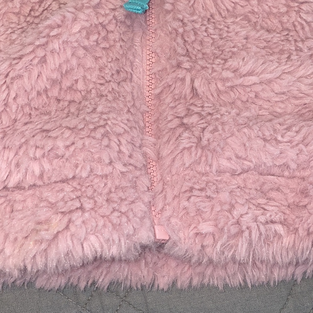 Girls Mini Boden furry hoodie vest sz 5 6 Light Purple Lilac Fuzzy Sleeveless - Picture 4 of 7